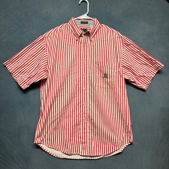 Vintage 90s Bugle Boy Shirt Train Conductor Stripes Logo Embroidered Grunge Y2K - Picture 1 of 11